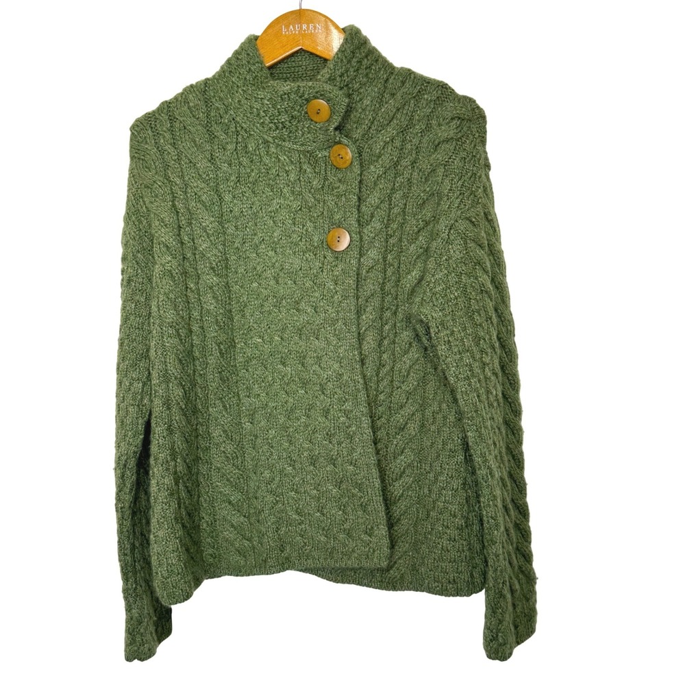 Aran Sweater Market Irish Wool Sweater Womens XL Green